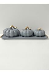 Seramik 4 Lü Bal Kabağı Dekoratif Set ( Bal Kabağı halloween 11 Cm , 10 Cm , 8 Cm ) 31 Cm Alt Kısım