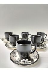 SERAMİK ŞIK TASARIM 6 KİŞİLİK TÜRK KAHVESİ TAKIMI ÇEYİZ HEDİYELİK EV MUTFAK