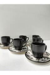 SERAMİK ŞIK TASARIM 6 KİŞİLİK TÜRK KAHVESİ TAKIMI ÇEYİZ HEDİYELİK EV MUTFAK