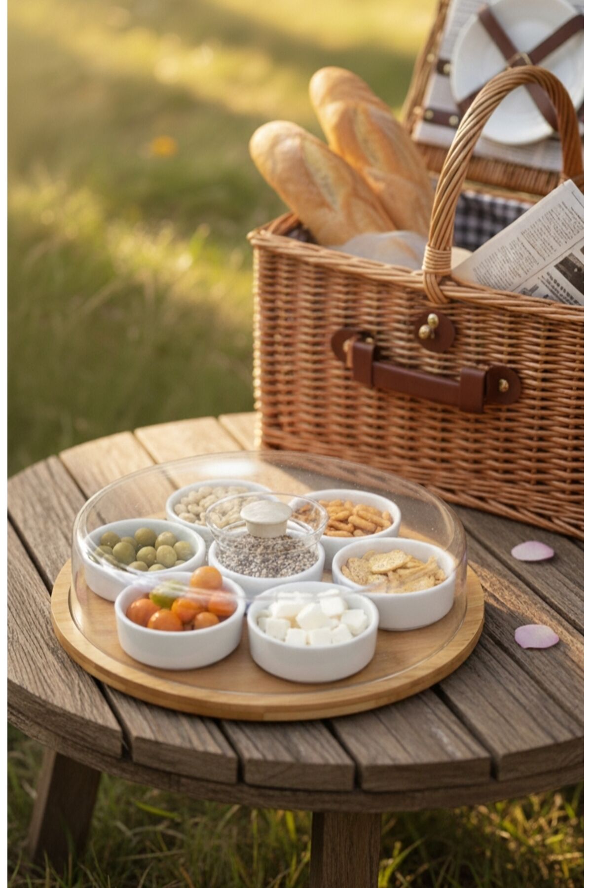 Bambu Tepsi̇li̇ (kahvaltilik,çerezli̇k, Sosluk Plasti̇k Kapakli ) 29 Çap