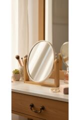 BAMBU AYAKLI OVAL- DİKDÖRGEN AYNA(20 CM BOY-18 CM EN ) MAKYAJ,GÜZELLİK, HEDİYELİK EŞYA EV OFİS ODA