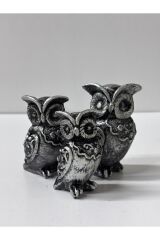 3 LÜ DEKORATİF ŞIK TASARIM BAYKUŞ BİBLO ( 9CM-8CM 7CM) HEDİYELİK OFİS EV SALON