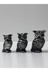 3 LÜ DEKORATİF ŞIK TASARIM BAYKUŞ BİBLO ( 9CM-8CM 7CM) HEDİYELİK OFİS EV SALON