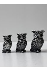 3 LÜ DEKORATİF ŞIK TASARIM BAYKUŞ BİBLO ( 9CM-8CM 7CM) HEDİYELİK OFİS EV SALON