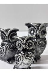 3 LÜ DEKORATİF ŞIK TASARIM BAYKUŞ BİBLO ( 9CM-8CM 7CM) HEDİYELİK OFİS EV SALON