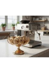 ŞIK TASARIM CAM ŞEKERLİK SUNUMLUK ( 11 CM BOY- 15 CM EN ) GOLD