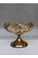 ŞIK TASARIM CAM ŞEKERLİK SUNUMLUK ( 11 CM BOY- 15 CM EN ) GOLD