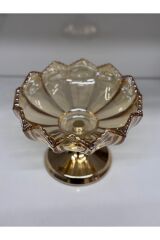 ŞIK TASARIM CAM ŞEKERLİK SUNUMLUK ( 11 CM BOY- 15 CM EN ) GOLD