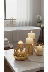 Tek Adet Gold Dekoratif Şık Obje Bal Kabağı (küçük 7 Cm Boy - 6 Cm En )