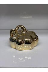 Tek Adet Gold Dekoratif Şık Obje Bal Kabağı (küçük 7 Cm Boy - 6 Cm En )