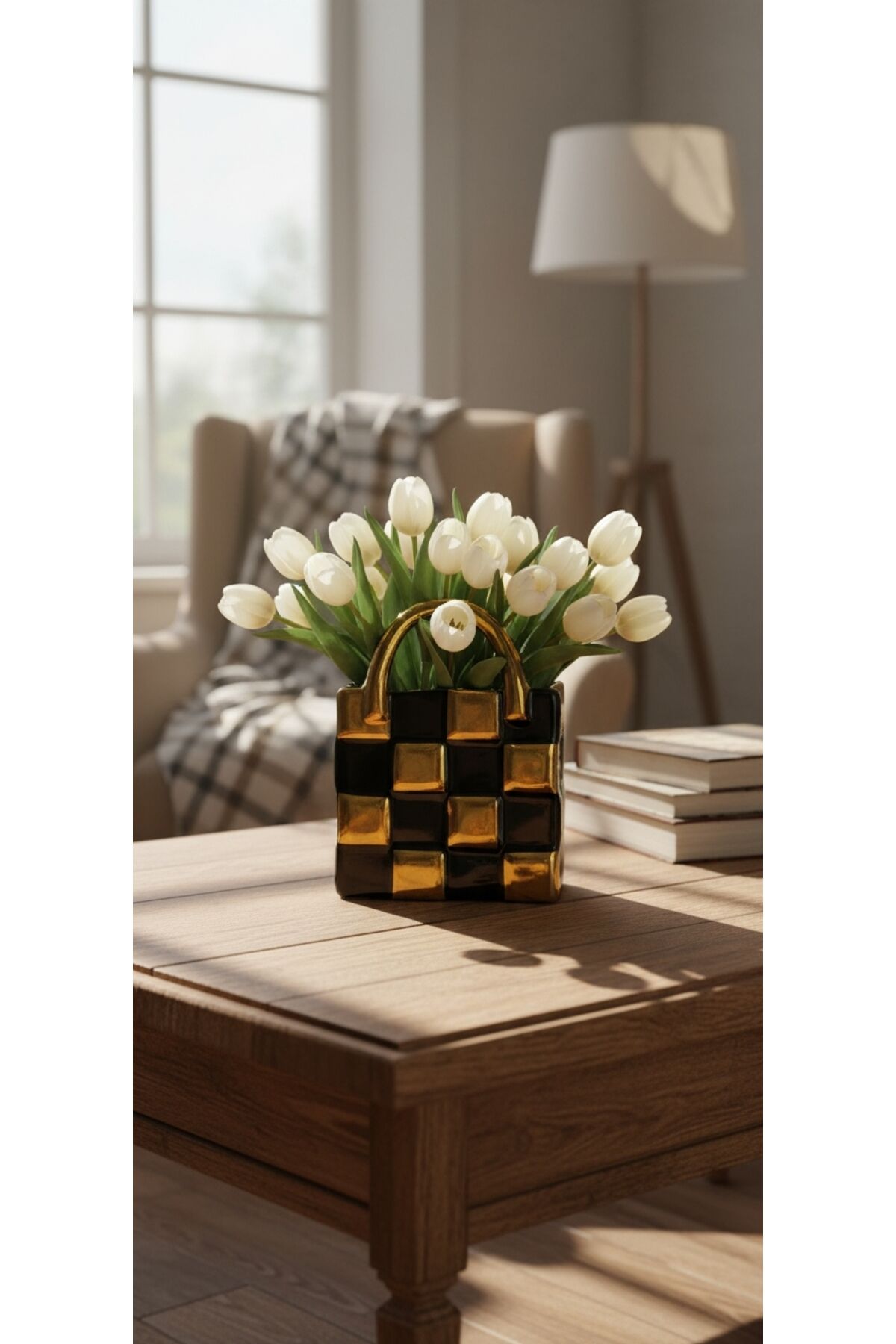 PORSELEN EL YAPIMI MODERN ŞIK TASARIM ÇANTA VAZO( 20CM BOY-14CM EN)DEKOR OBJE AKSESUAR HEDİYE ÇEYİZ