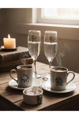 ŞIK TASARIM FARKLI MODEL PORSELEN 2 Lİ TÜRK KAHVESİ FİNCANI ( ARILI-ZEBRALI-GEYİKLİ)