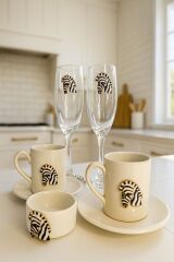 ŞIK TASARIM FARKLI MODEL PORSELEN 2 Lİ TÜRK KAHVESİ FİNCANI ( ARILI-ZEBRALI-GEYİKLİ)