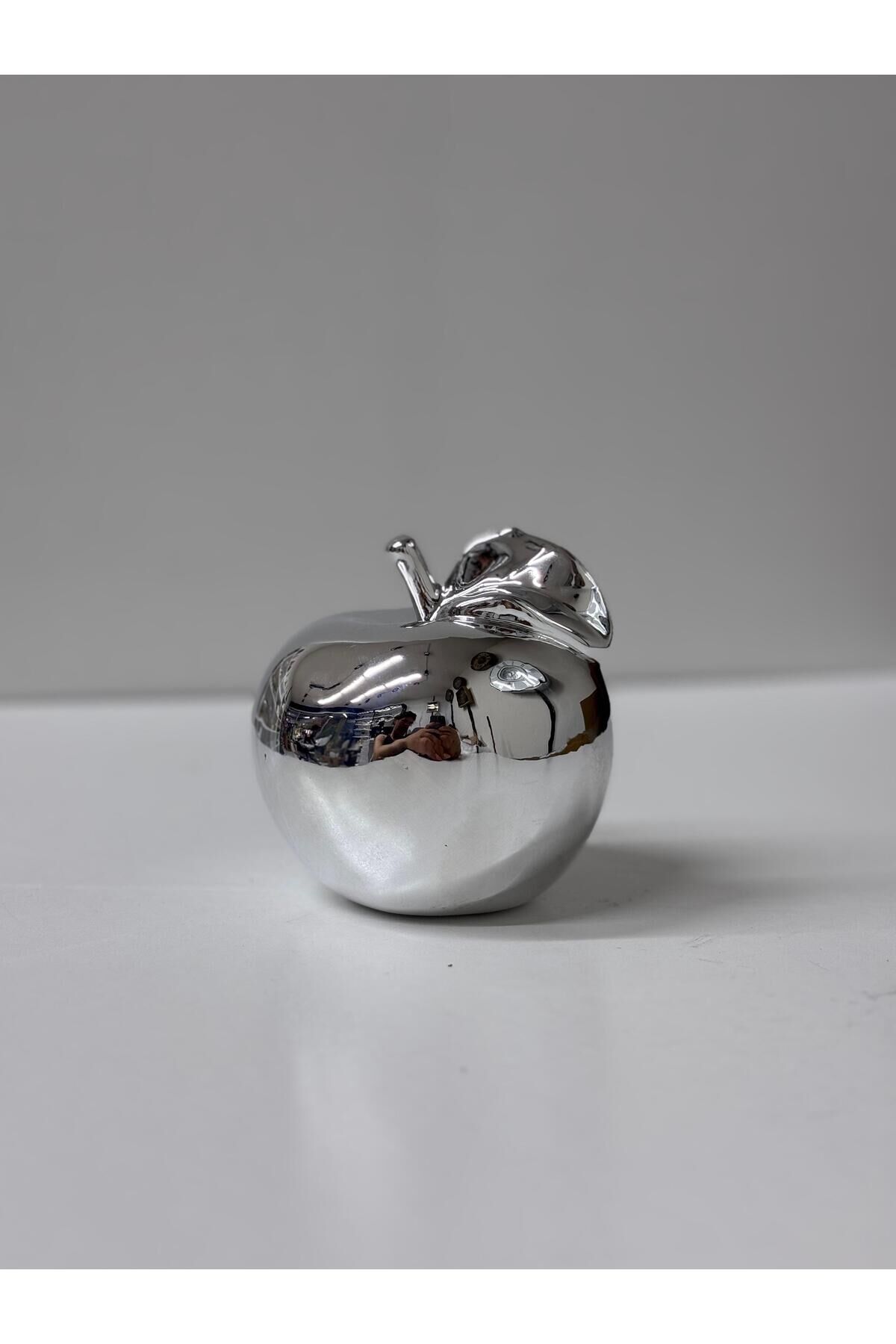 Tek Adet -seramik - Gümüş Dekoratif Elma Biblo (7*7)