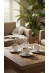 ŞIK TASARIM SERAMİK TASARIM 6LI TÜRK KAHVESİ TAKIMI.. ÇEYİZ - GÜNLÜK - HEDİYELİK