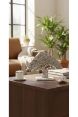 MERMER AYAKLI ALUMİNYUM DÖKÜM DEKORATİF OBJE AĞAÇ GOLD GÜMÜŞ (34 CM )