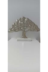 MERMER AYAKLI ALUMİNYUM DÖKÜM DEKORATİF OBJE AĞAÇ GOLD GÜMÜŞ (34 CM )