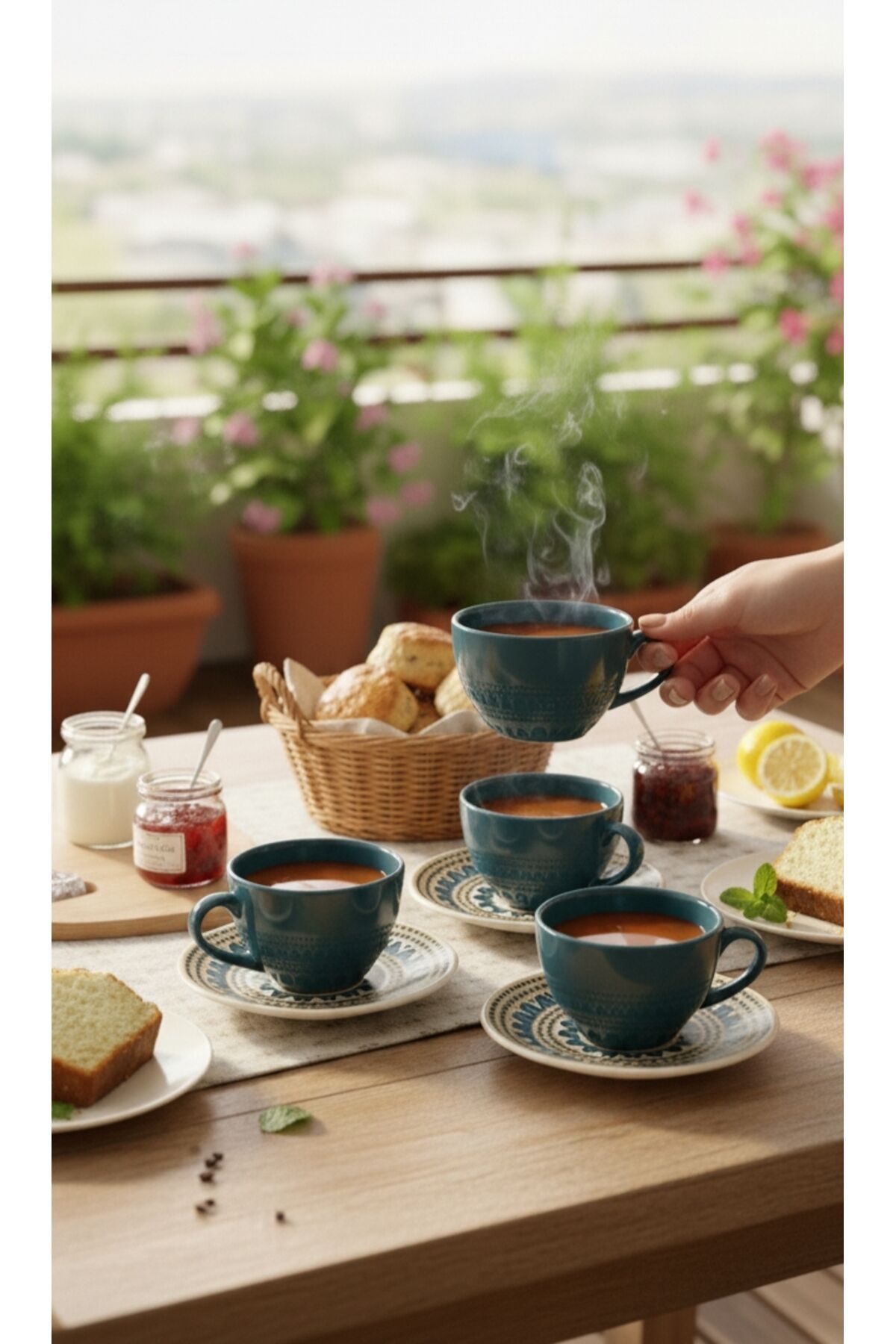SERAMİK 6 LI ÇAY FİNCAN SETİ. ÇEYİZ HEDİYELİK GÜNLÜK OFİS EV