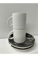 SERAMİK ŞIK TASARIM 2 Lİ KAHVE FİNCANI TAKIMI