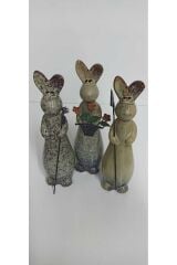 SERAMİK DEKORATİF BİBLO TAVŞAN 3'LÜ (27 CM )