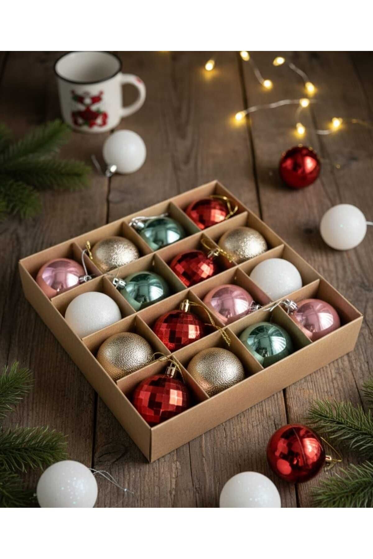 16 LI YENİ YIL SÜSÜ KALİTELİ KUTU İÇERİSİNDE NOEL YILBAŞI HEDİYE ÇAM AĞACI KARDAN ADAM