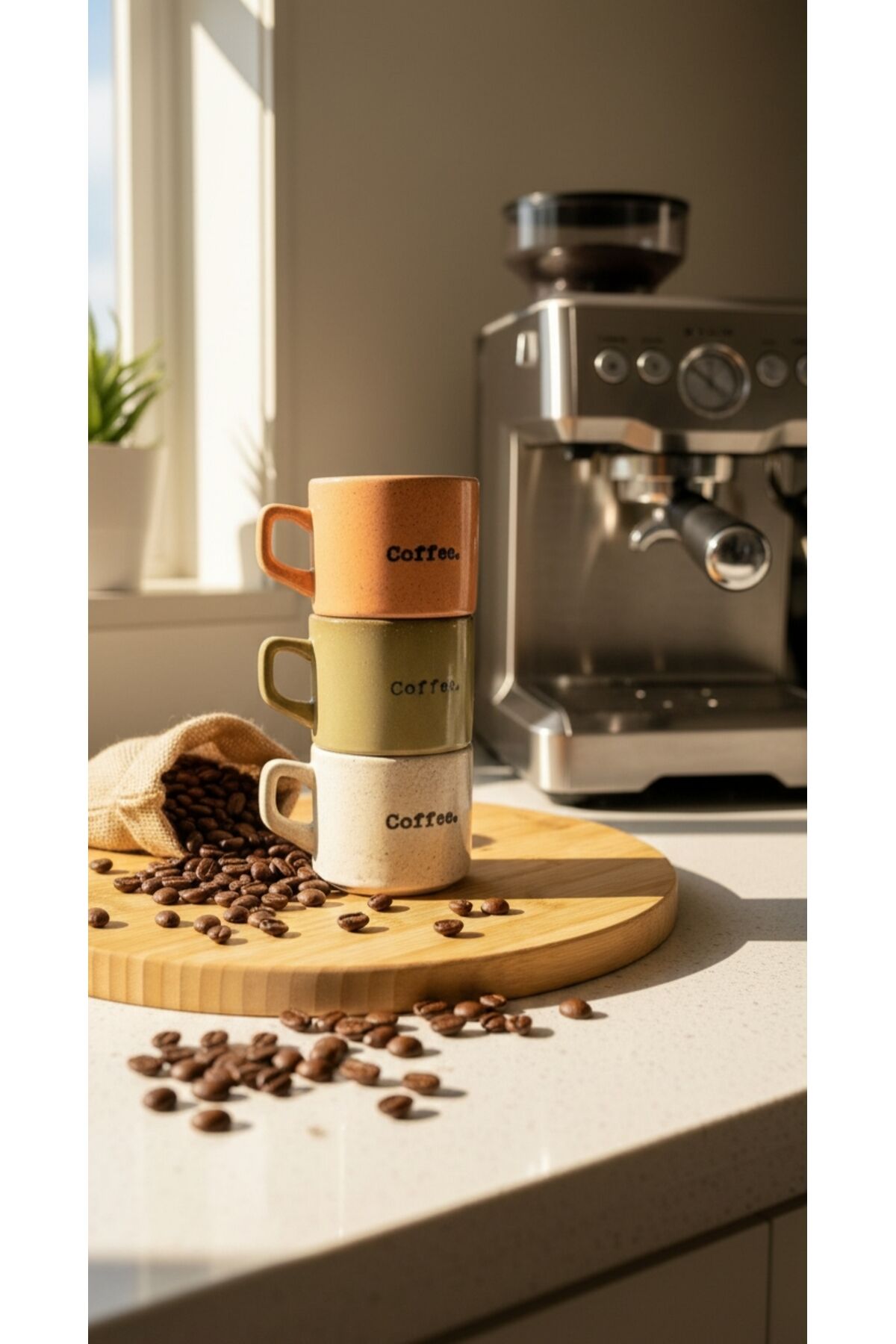 ŞIK TASARIM SERAMİK 3 LÜ KAHVE BARDAĞI KUPA ÇEYİZ, GÜNLÜK