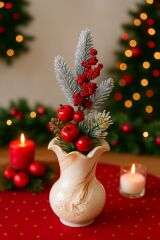 TEK ADET YENİ YIL KOKİNA ( NOEL YENİ YIL HEDİYESİ MASA SÜSÜ DEKORATİF YENİ YIL ÇİCEK 20 CM )