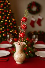 TEK ADET YENİ YIL KOKİNA ( NOEL YENİ YIL HEDİYESİ MASA SÜSÜ DEKORATİF YENİ YIL ÇİCEK 20 CM )