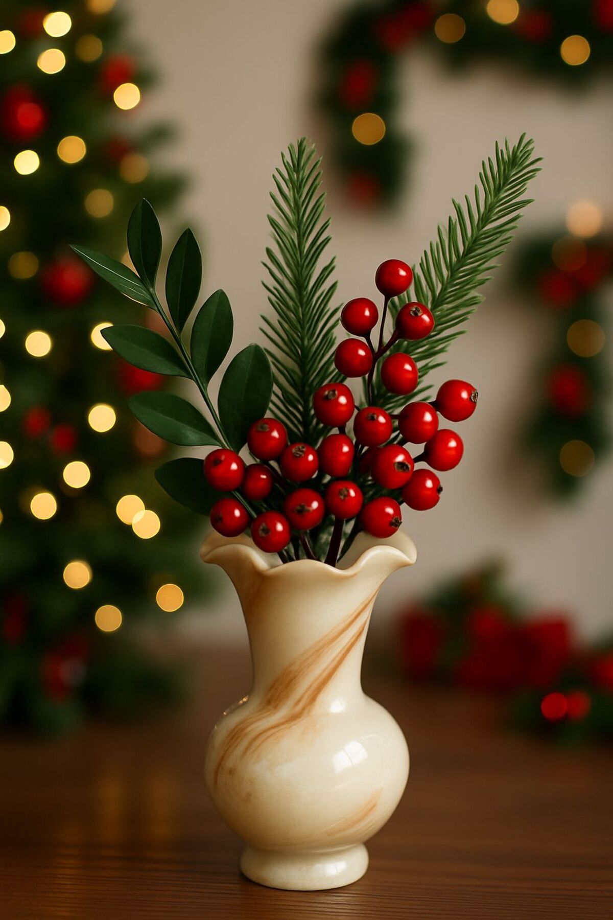 TEK ADET YENİ YIL KOKİNA ( NOEL YENİ YIL HEDİYESİ MASA SÜSÜ DEKORATİF YENİ YIL ÇİCEK 20 CM )