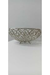 ŞIK TASARIM ( GÜMÜŞ )ALÜMİNYUM DÖKÜM KASE SUNUMLUK, MEYVELİK,NİŞANLIK,(35 CM EN - 21 CM BOY )