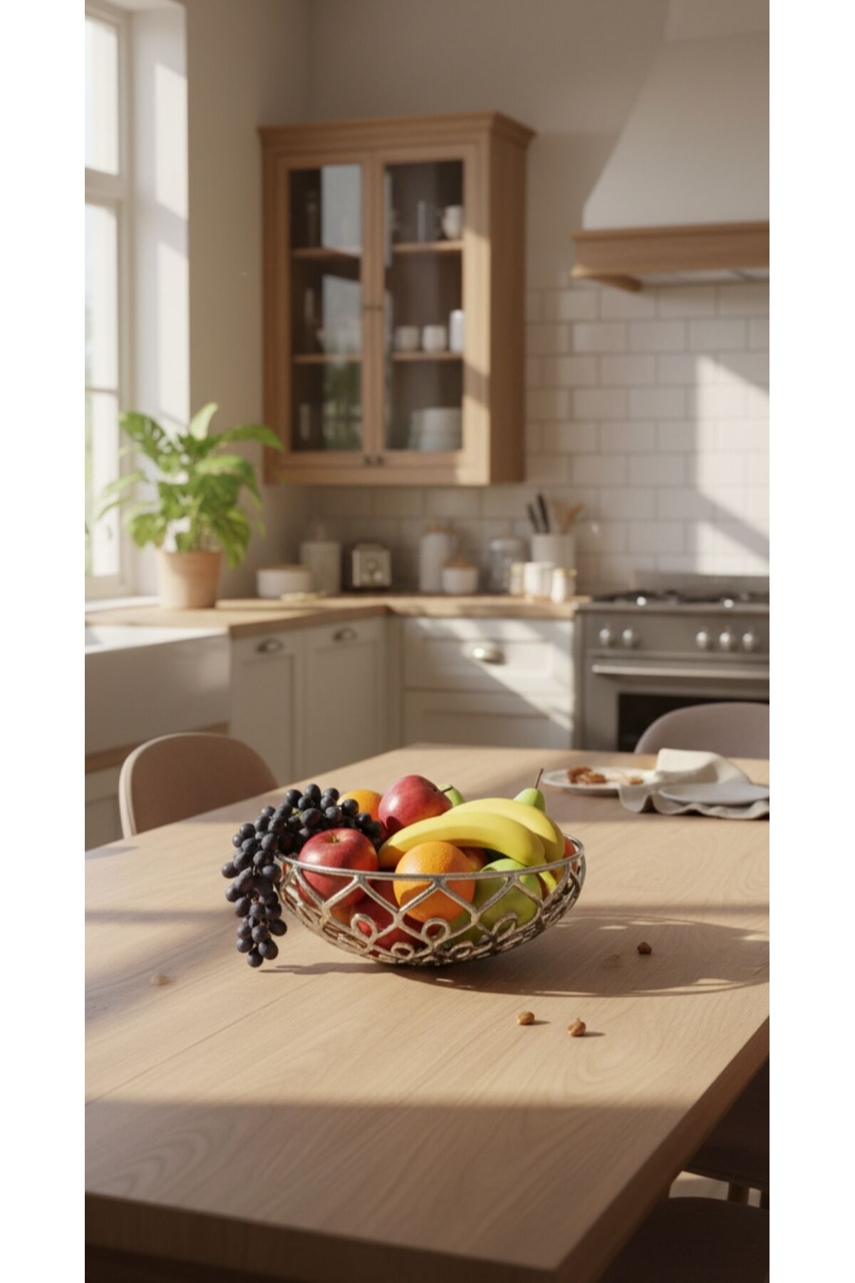 ŞIK TASARIM ( GÜMÜŞ )ALÜMİNYUM DÖKÜM KASE SUNUMLUK, MEYVELİK,NİŞANLIK,(35 CM EN - 21 CM BOY )