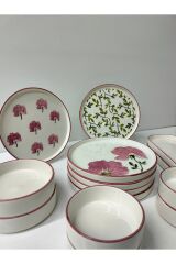 SERAMİK 6 KİŞİLİK 14 PARÇA ŞIK TASARIM ÇİÇEK DESENLİ KAHVALTI TAKIMI. ÇEYİZ HEDİYELİK MUTFAK SOFRA