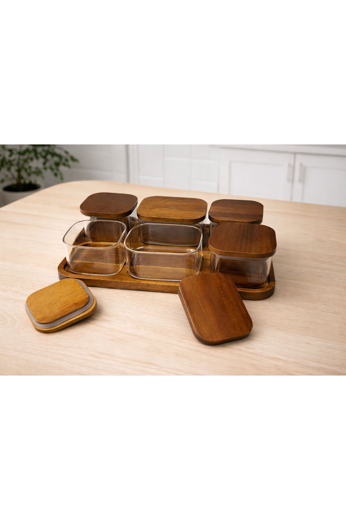 DAYANIKLI AKASYA KAPAKLI 6LI TEPSİLİ KAHVALTILIK