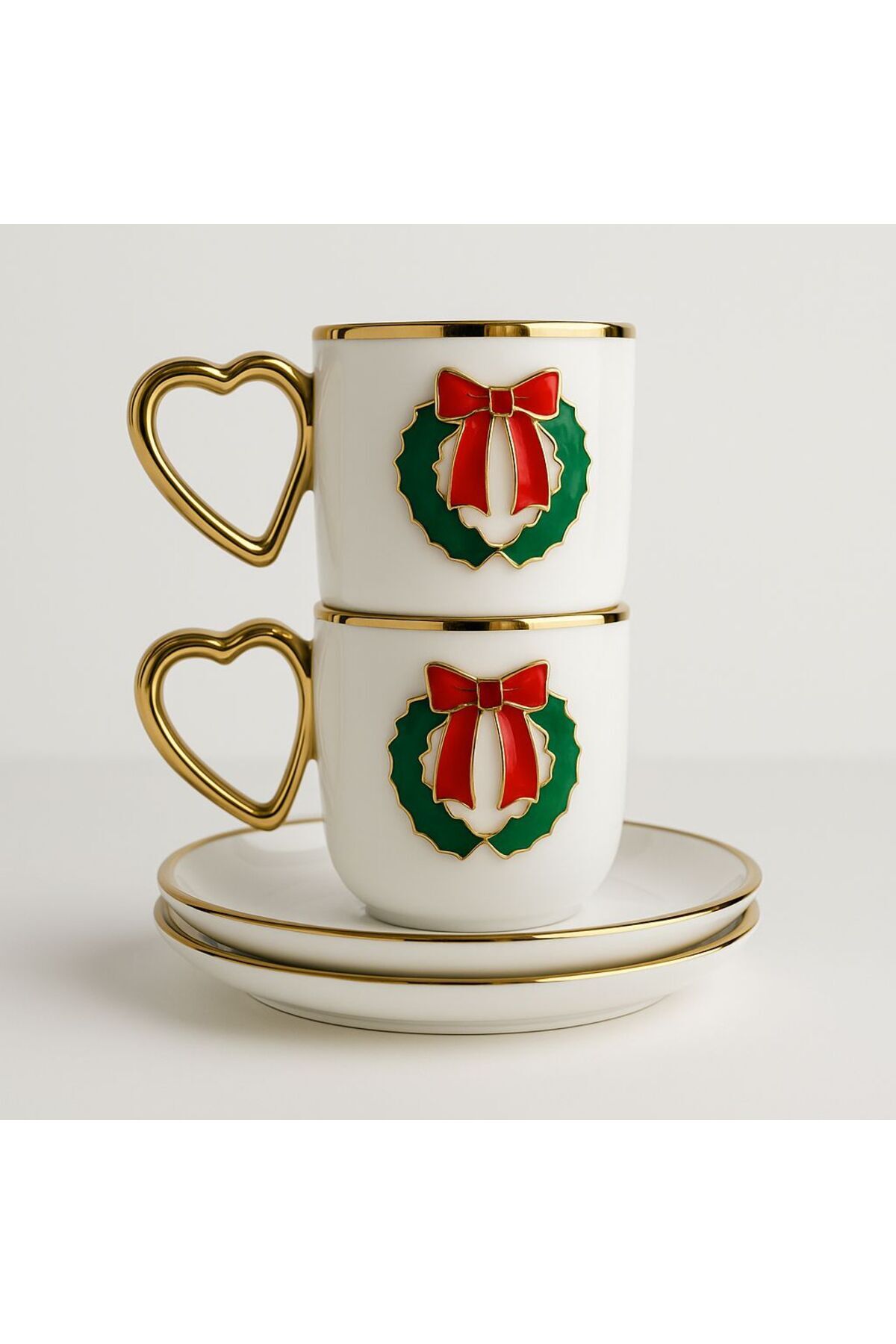 ACAR MARKA PORSELEN 2 KİŞİLİK FİNCAN SET YILBAŞI TEMALI...YENİYIL ÇAM AĞACI HEDİYE KUTUSU NOEL BABA