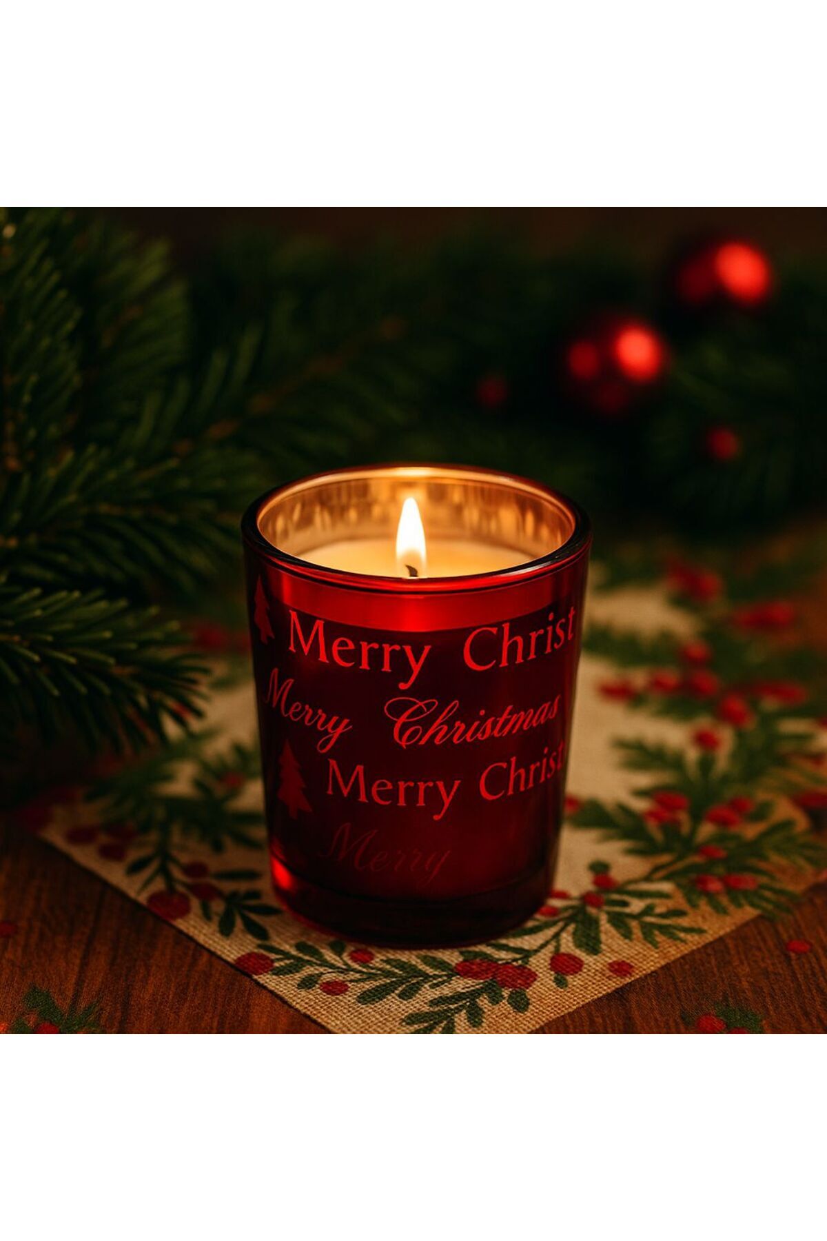 YENİ YIL TEMALI BARDAK MUM - MERRY CHRİSTMAS