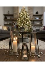 MARKA 3LÜ ÇELİK MUMLUK FENER ŞAMDAN 50*20-- 40*15--30*10 boyut