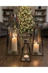 MARKA 3LÜ ÇELİK MUMLUK FENER ŞAMDAN 50*20-- 40*15--30*10 boyut