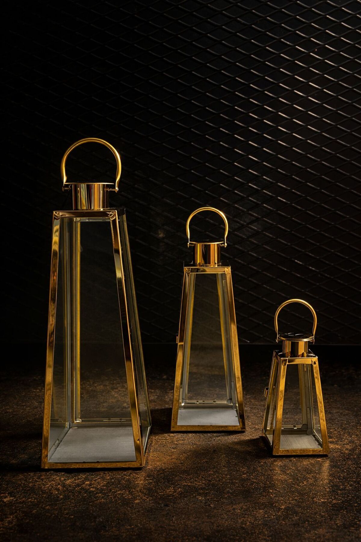 MARKA 3LÜ ÇELİK MUMLUK FENER ŞAMDAN 50*20-- 40*15--30*10 boyut