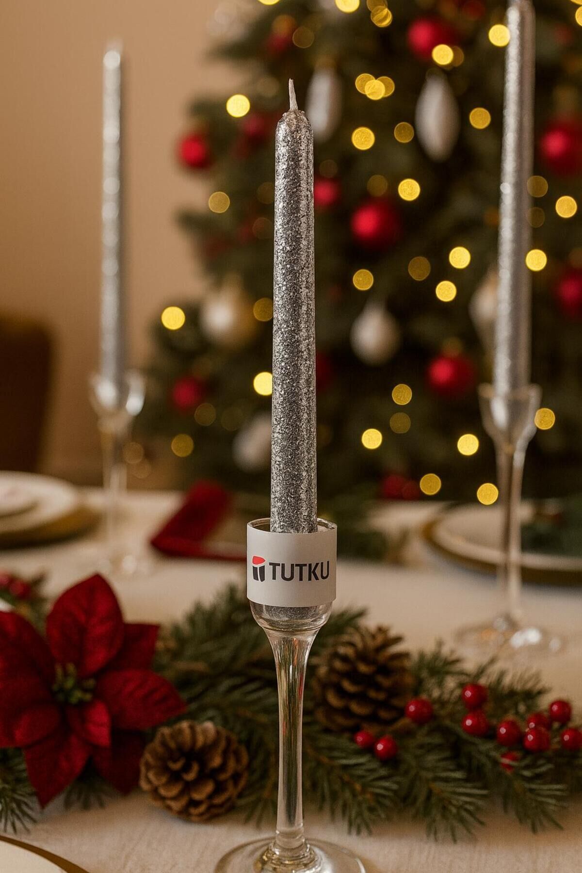 UZUN PARLAK 4LÜ SİMLİ ŞAMDAN MUMU