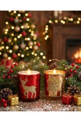 NOT (GOLD GEYİKLİ 1-GOLD ÇAM 2 KALDI)YILBAŞI TEMALI BARDAK MUM