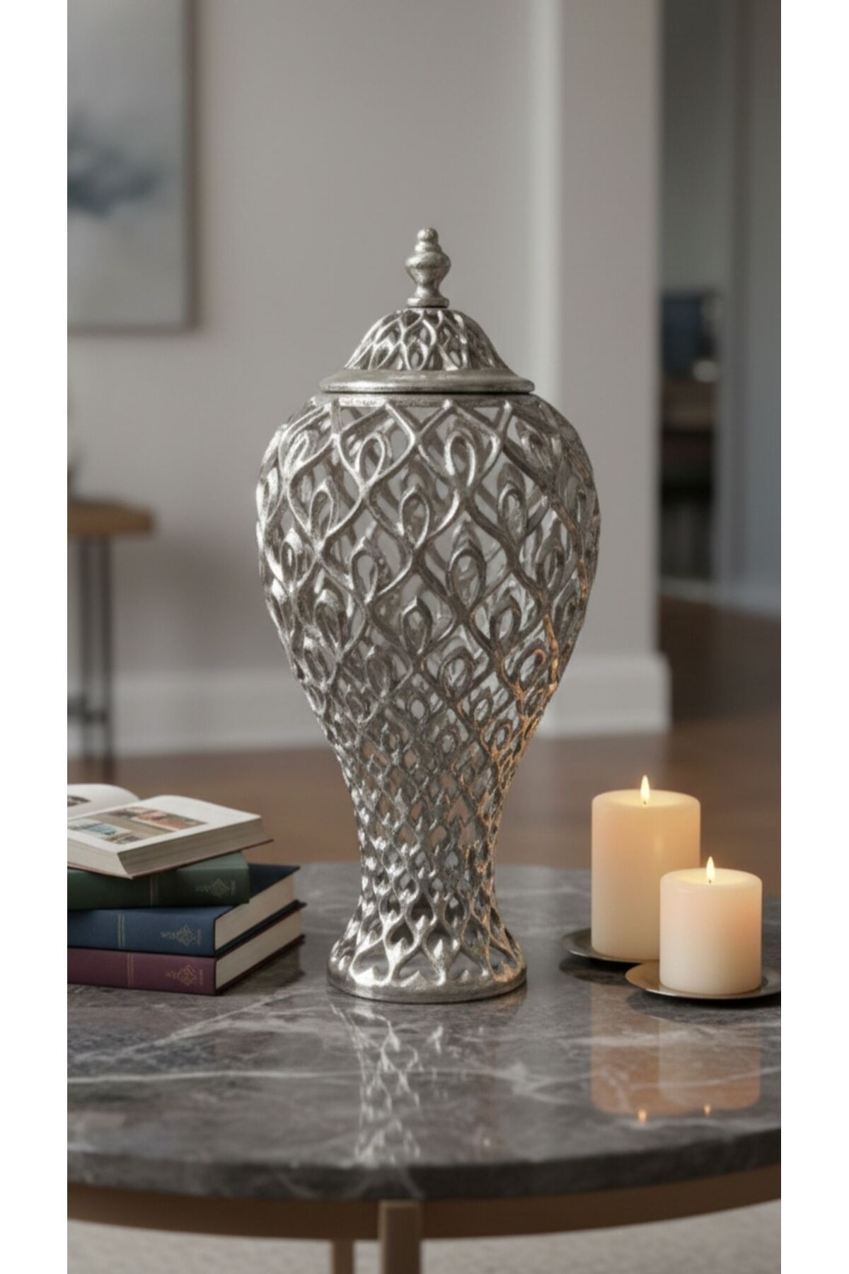 TEK ADET ALUMİNYUM DÖKÜM DEKORATİF OBJE KÜP (GOLD, GÜMÜŞ (52 CM )