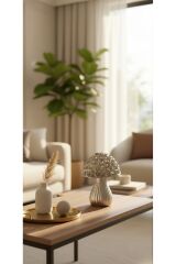 ŞIK TASARIM ( GÜMÜŞ - GOLD )ALÜMİNYUM DÖKÜM MANTAR HEDİYELİK BİBLO (20 CM )