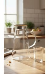 METAL KAPAKLI SÜZGEÇLİ CAM SÜRAHİ (1.9 L 24 CM BOY )