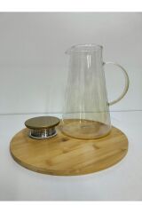 METAL KAPAKLI SÜZGEÇLİ CAM SÜRAHİ (1.9 L 24 CM BOY )