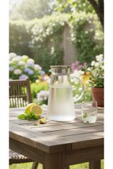 METAL KAPAKLI SÜZGEÇLİ CAM SÜRAHİ (1.9 L 24 CM BOY )