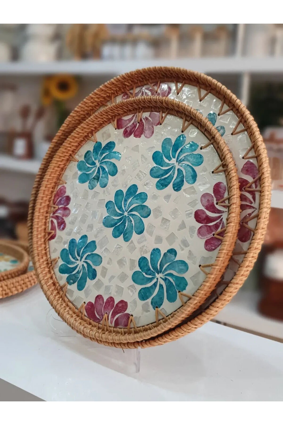 MIEN HASIR ÖRGÜ & TABANLI YUVARLAK TEPSİ SETİ