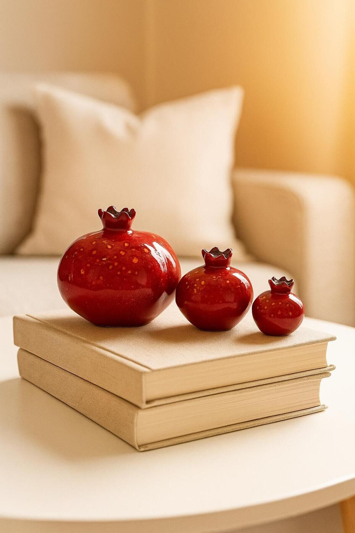 DEKORATİF 3 LÜ NAR ( 7 cm - 6 cm- 4cm ) Kırmızı