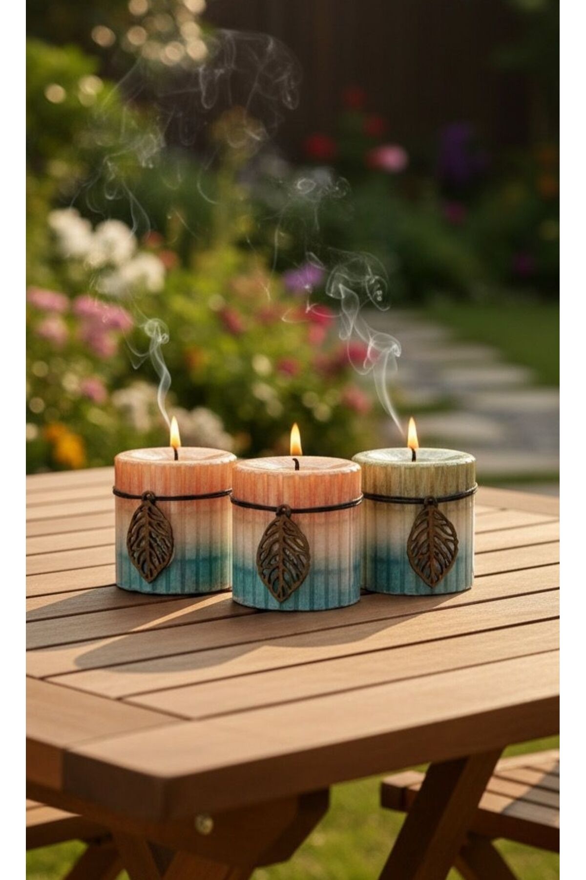 MODERN GÖRÜNÜMLÜ YAPRAK DETAYLI ZARİF MUM ( 8 CM )PORTAKAL,VANİLYA,ERİK ÇİÇEĞİ,GECE KOKUSU-TEK ADET Eri̇k Çi̇çeği̇
