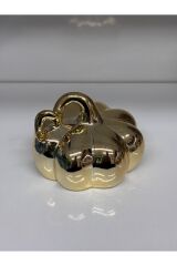 Tek Adet Gold Dekoratif Şık Obje Bal Kabağı (büyük 9 Cm Boy-7 Cm En ) Altin