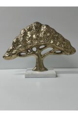 MERMER AYAKLI ALUMİNYUM DÖKÜM DEKORATİF OBJE AĞAÇ GOLD GÜMÜŞ (34 CM ) Altin